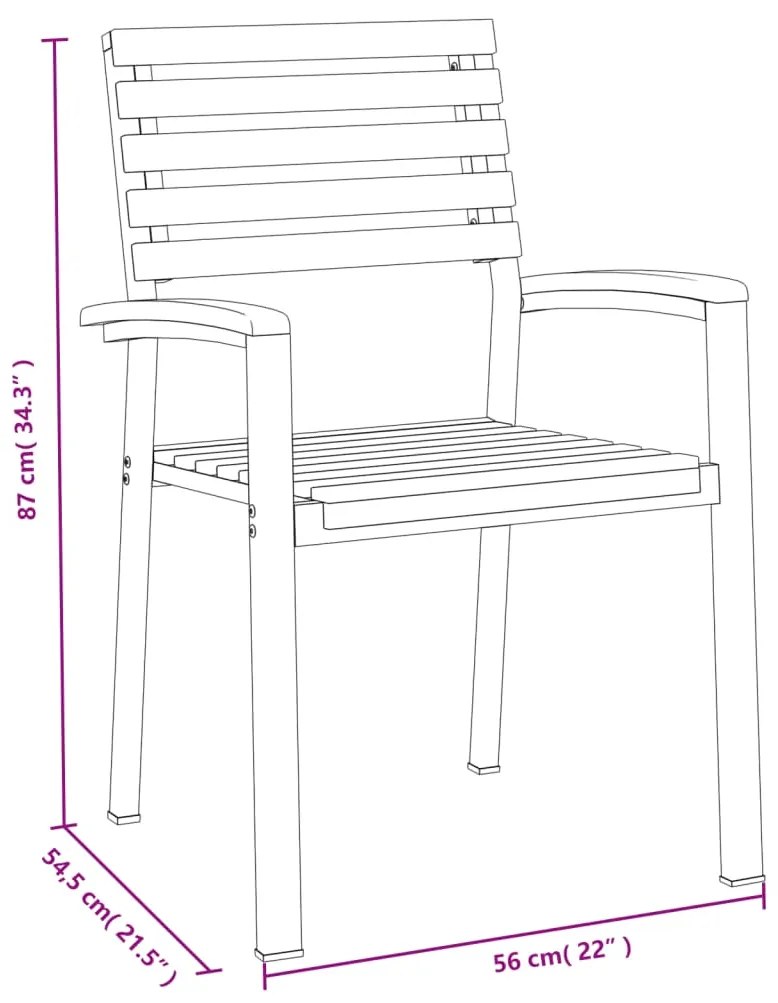 vidaXL Καρέκλες Κήπου Στοιβαζόμενες 6 τεμ. Μασίφ Ακακία & Μέταλλο