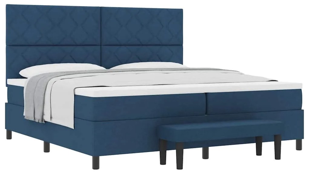 vidaXL Κρεβάτι με ελατήρια με στρώμα Μπλε 200 x 200 cm ύφασμα