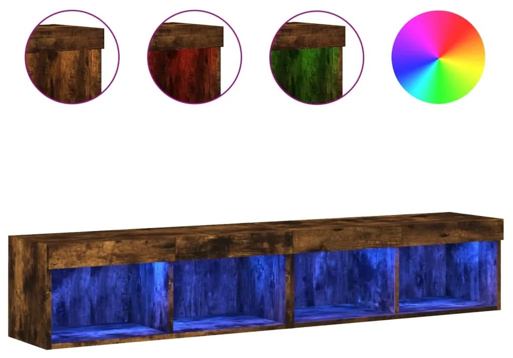 vidaXL Έπιπλα Τηλεόρασης με LED 2 τεμ. Καπνιστή Δρυς 80 x 30 x 30 εκ.