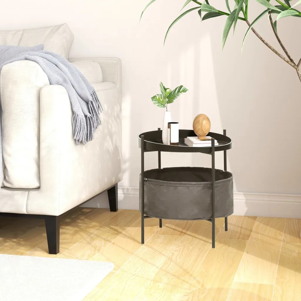 vidaXL Βοηθητικό Τραπεζάκι με Καλάθι Γκρι 40 x 40 x 45,5 εκ.