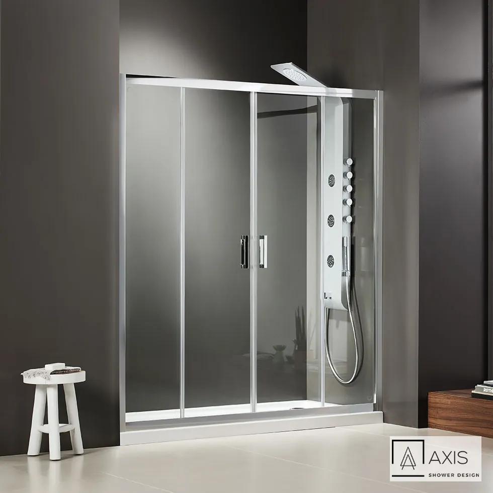 Πόρτα Ντουσιέρας M180xY185cm 2 Σταθερά + 2 Συρόμενα 6χιλ.Κρύσταλλο Clean Glass Axis Bath Slider SL2X180C-100