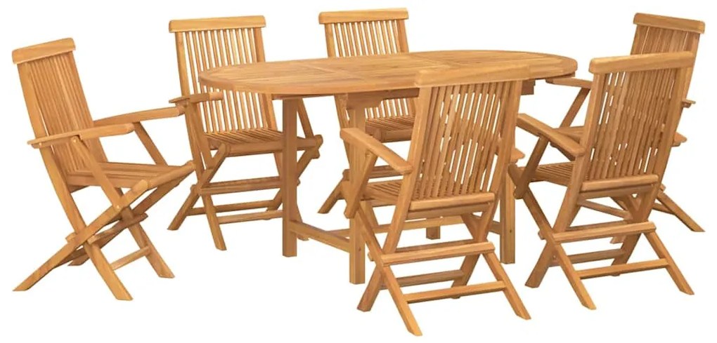 vidaXL Σέτ φαγητού για κήπο 7 pcs Καφέ Μασίφ ξύλο teak