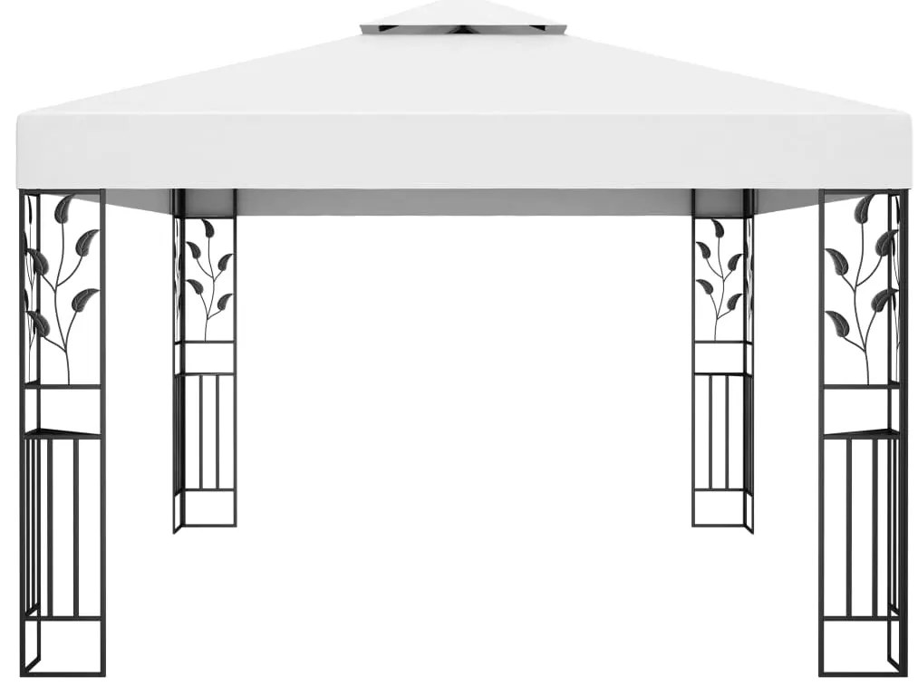 vidaXL Κιόσκι με Διπλή Οροφή και Φωτάκια LED Λευκό 3 x 4 μ.
