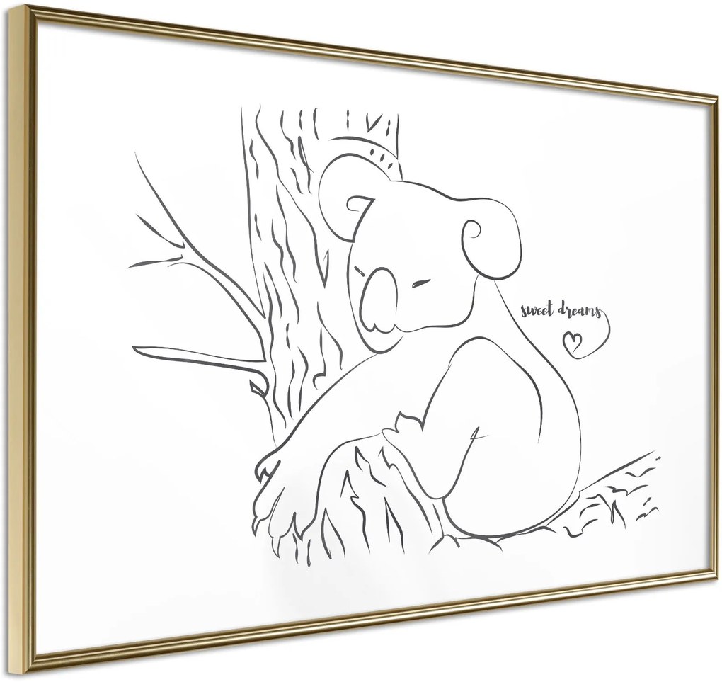 Αφίσα - Resting Koala - 45x30 - Χρυσό - Χωρίς πασπαρτού