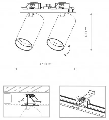 Σποτ Φωτιστικό Ράγας 2xGU10 10W IP20 Mono Surface Nowodvorski 7690 Μαύρο-Χρυσό