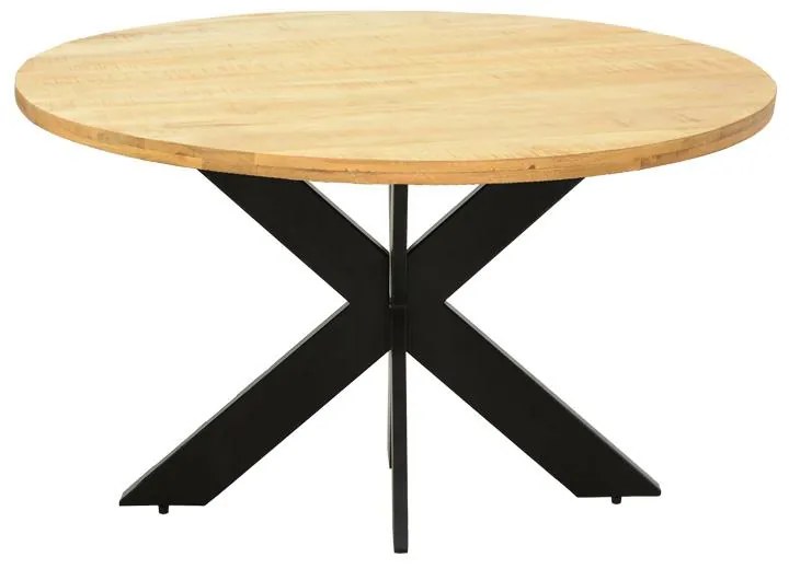 Τραπέζι Royalty I μασίφ ξύλο mango 4εκ σε φυσικό με πόδι μεταλλικό μαύρο Φ130x77εκ. 130x130x77 εκ.