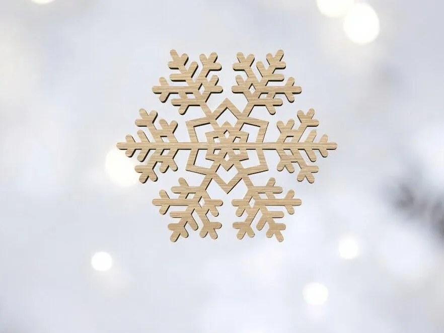 Σετ των 3 Intra απο ξύλο plywood 3mm-4mm πάχος – Ξύλινη Διακόσμηση Πρωτοχρονιάς με νιφάδες χιονιού 20x25 cm INTRAVECTRY-MY542807