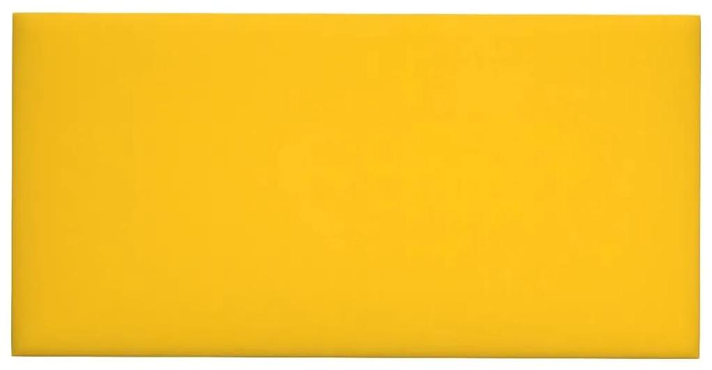 Πάνελ Τοίχου 12 τεμ. Κίτρινος 60x30 εκ 2,16 μ² Βελούδο - Κίτρινο