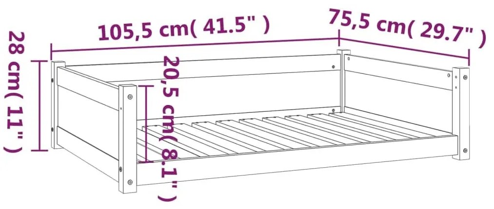 Κρεβάτι Σκύλου Μαύρο 105,5x75,5x28 εκ. από Μασίφ Ξύλο Πεύκου - Μαύρο