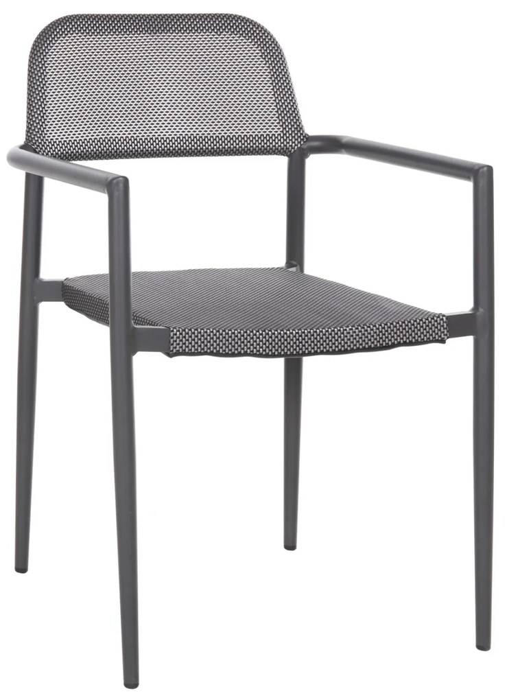 ALUMINUM ARMCHAIR RONNY  GREY FRAME &amp; GREY TEXTILENE 53x51x80Hcm.