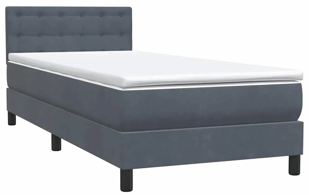 BOX SPRING ΚΡΕΒΑΤΙ ΜΕ ΣΤΡΩΜΑ ΣΚΟΥΡΟ ΓΚΡΙ 100X220 ΕΚ. ΒΕΛΟΥΔΙΝΟ 3317302