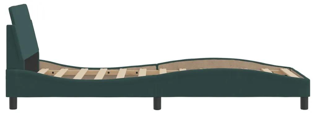 vidaXL Πλαίσιο Κρεβατιού με Κεφαλάρι Σκ. Πράσινο 90x200 εκ. Βελούδινο