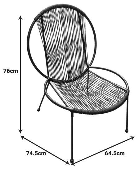 Καρέκλα κήπου Dapper pakoworld μαύρο μέταλλο-pe μαύρο 64.5x74.5x76εκ
