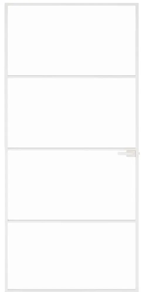 vidaXL Εσωτερική Πόρτα Λευκή 93x201,5 εκ. Ψημένο Γυαλί&amp;Λεπτό Αλουμίνιο