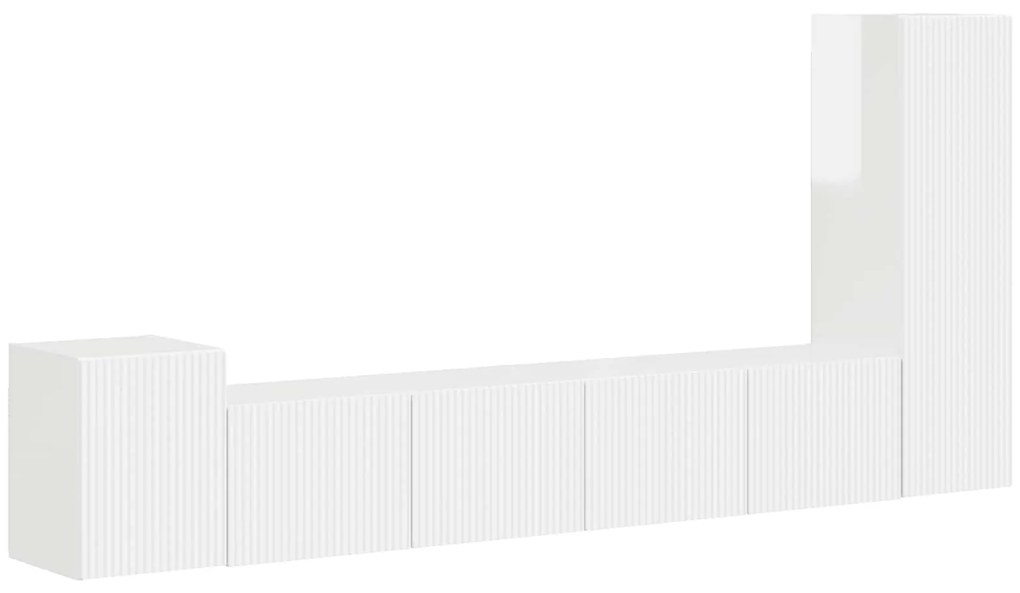 vidaXL Σετ επίπλου τηλεόρασης Επιτοίχιο 3 pcs Υψηλής γυαλάδας λευκό