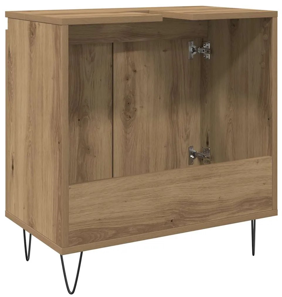 vidaXL Ντουλάπι Μπάνιου Δρυς τεχνίτης 58 x 33 x 60 εκ από Επεξεργ Ξύλο