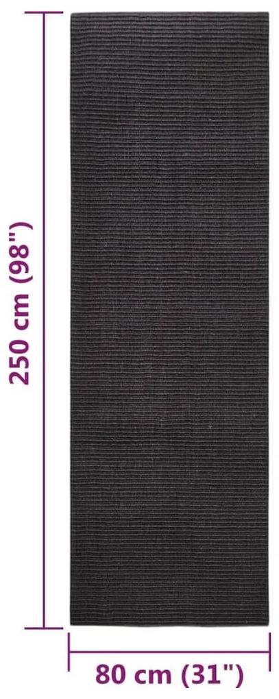 Χαλί Μαύρο 80 x 250 εκ. από Φυσικό Σιζάλ - Μαύρο