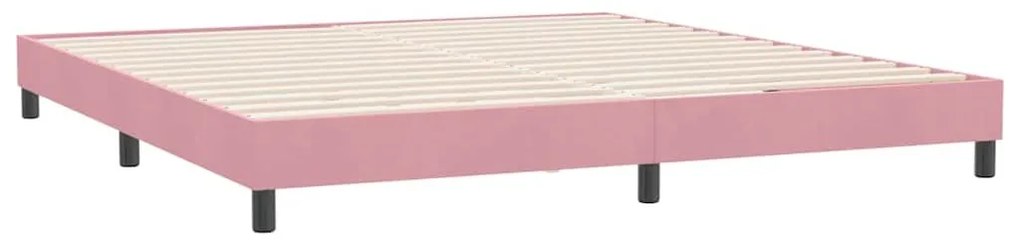 Κρεβάτι Boxspring με Στρώμα Ροζ 180x210 εκ. Βελούδινο - Ροζ