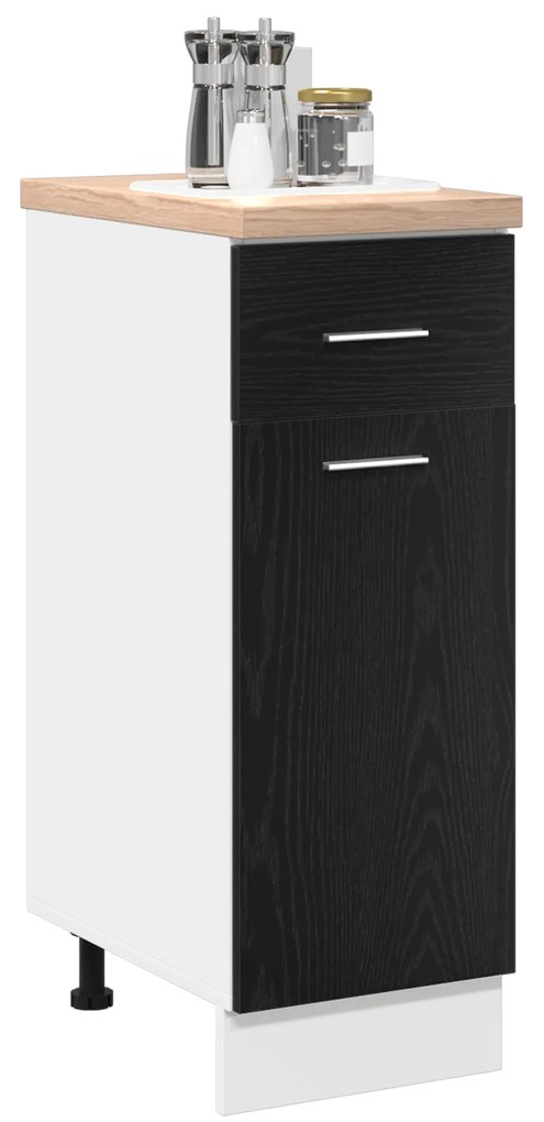 vidaXL Μαύρο Δρύινο Κάτω Ντουλάπι με Συρτάρι - 30x46x81.5 εκ, Φτιαγμένο από Επεξεργασμένο Ξύλο