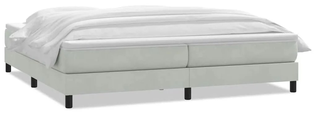 Box Spring κρεβάτι με στρώμα ανοιχτό γκρι 200x220 εκ. Βελούδινο - Γκρι