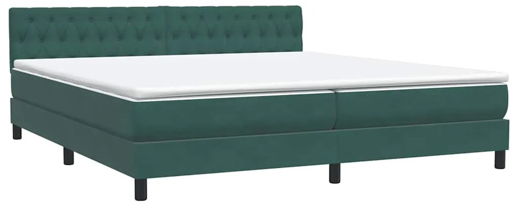 vidaXL Κρεβάτι Boxspring με Στρώμα Σκούρο Πράσινο 200x210εκ. Βελούδινο