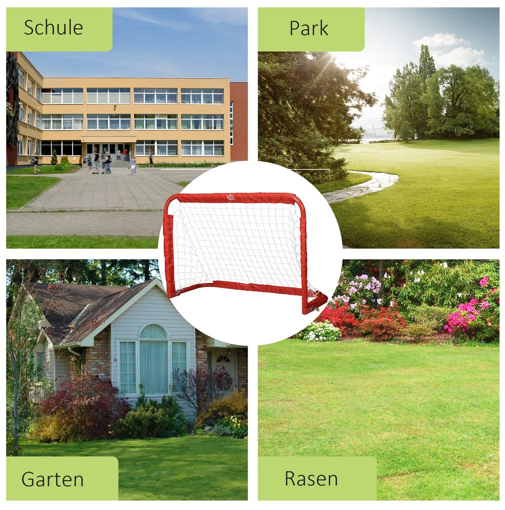 HOMCOM Σετ τερμάτων ποδοσφαίρου, 2 αναδιπλούμενα μίνι τέρματα, μεταλλικό πλαίσιο, συμπεριλαμβανομένων εργαλείων, 90 x 36 x 60 cm, Κόκκινο