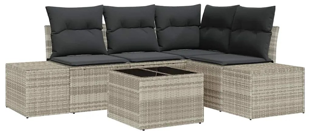 vidaXL Σετ Καναπέ Κήπου 5 pcs Ανοιχτό γκρι Πολυ ράταν
