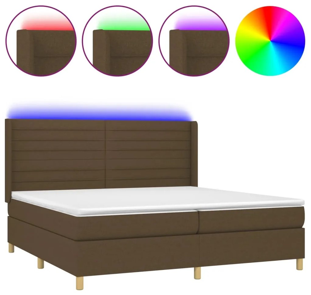 ΚΡΕΒΑΤΙ BOXSPRING ΜΕ ΣΤΡΩΜΑ &amp; LED ΣΚ.ΚΑΦΕ 200X200ΕΚ. ΥΦΑΣΜΑΤΙΝΟ 3138984