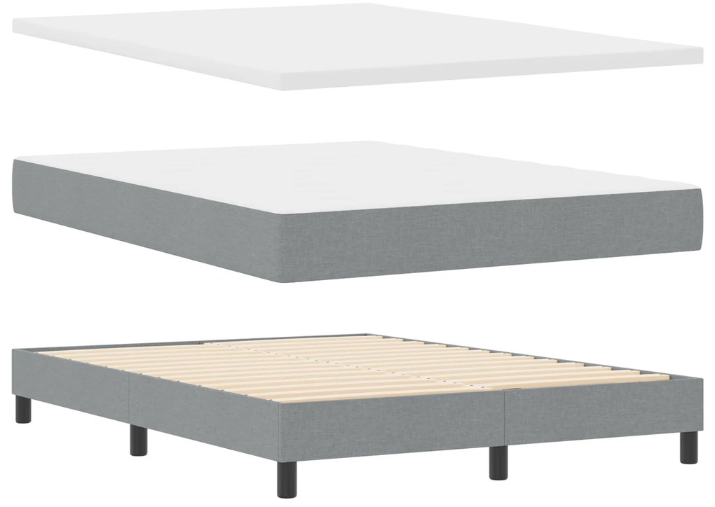vidaXL Κρεβάτι με Στρώμα Light Grey 140x190 cm Υφασμάτινο