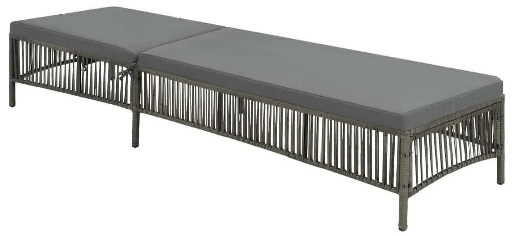 vidaXL Ξαπλώστρα Γκρι από Συνθετικό Ρατάν με Μαξιλάρι