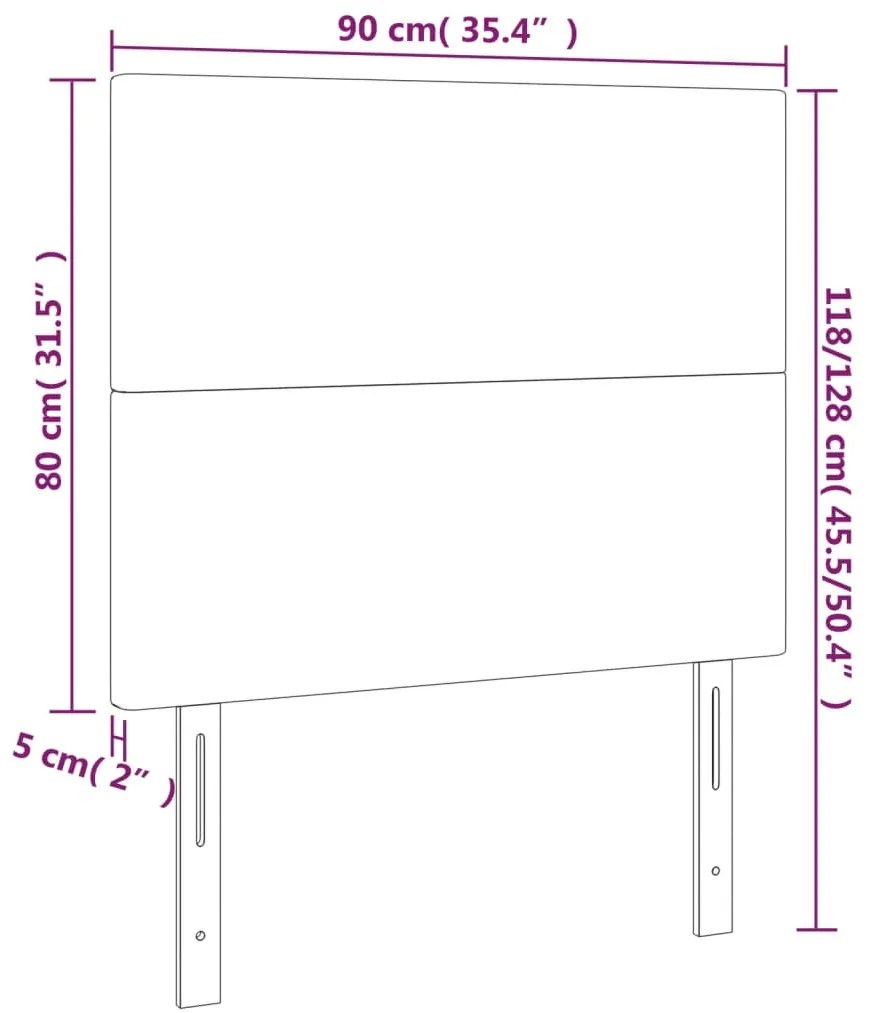 vidaXL Κεφαλάρι Κρεβατιού LED Κρεμ 90x5x118/128εκ. Υφασμάτινο