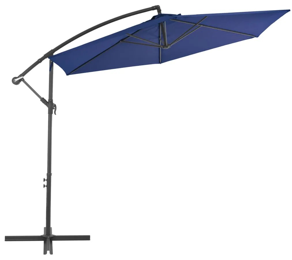 vidaXL Ομπρέλα Κρεμαστή Πρόβολος Μπλε 300 εκ. με Ιστό Αλουμινίου