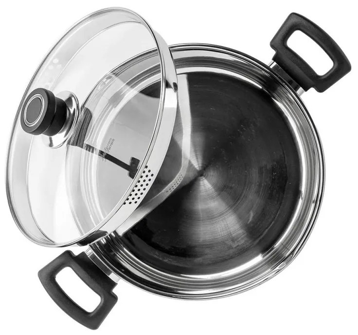 Κατσαρόλα Luigi Ferrero Sophia FR-3406, 26x14 cm, 7 l, Ατσάλι 18/10, Γυάλινο καπάκι, Επαγωγή, Inox