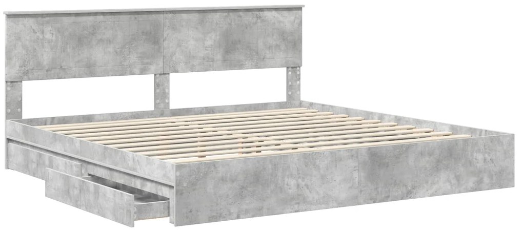 vidaXL Κρεβάτι Αποθήκης Σκυρόδεμα Γκρι 200 x 200 cm Επεξεργασμένο ξύλο