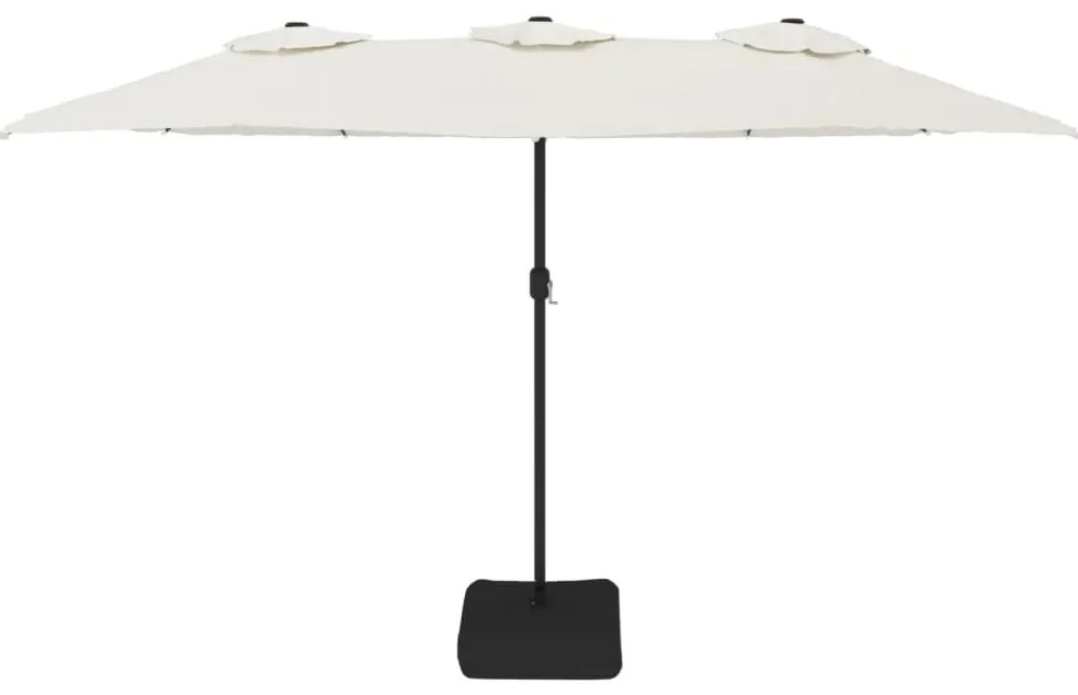 vidaXL Ομπρέλα Κήπου με Διπλή Κορυφή με LED Χρ. Λευκό Άμμου 449x265εκ.