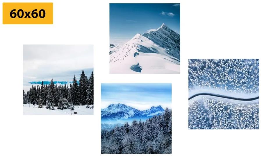 Σετ εικόνων η ομορφιά της χιονισμένης φύσης - 4x 40x40