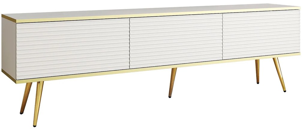 Έπιπλο τηλεόρασης ORO_MDF Λευκό + χρυσό 175x53x32cm