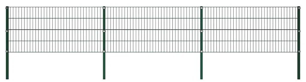 vidaXL Πάνελ Περίφραξης με Στύλους Σιδερένιο Πράσινο 522 x 80 εκ.