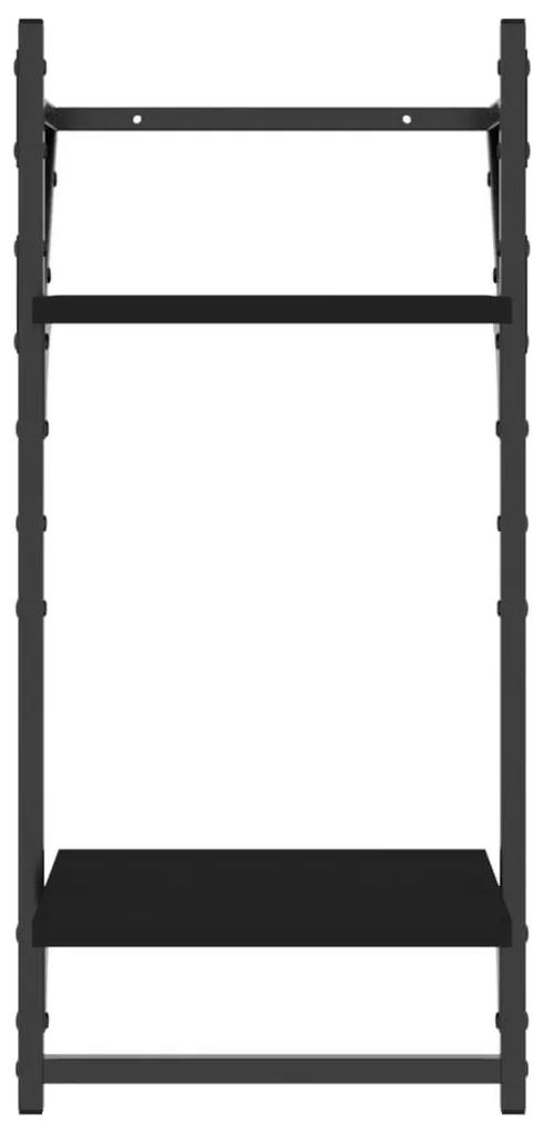 Ράφια Τοίχου Σετ 4 τεμ. με Μπάρες Μαύρα από Επεξεργασμένο ξύλο - Μαύρο