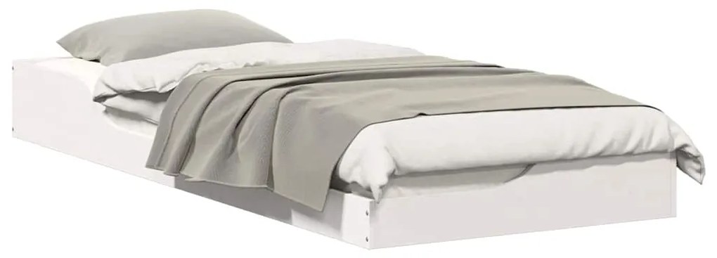 vidaXL Κρεβάτι δαπέδου Λευκό 100 x 220 cm Μασίφ ξύλο πεύκου