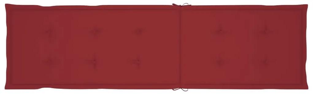 Ξαπλώστρα Εξ. Χώρου με Υποπόδιο Μασίφ Ξύλο Ακακίας &amp; Μαξιλάρι - Κόκκινο