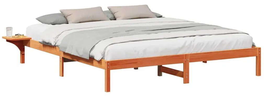 vidaXL Πλαίσιο κρεβατιού με κομοδίνα Καφέ 200 x 200 cm Καφέ κεριού