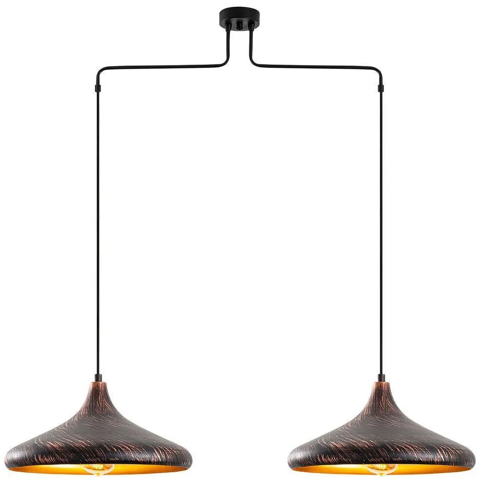 Φωτιστικό Οροφής Barek 942FLG1402 100x35x132cm 2xE27 40W Black-Copper Opviq