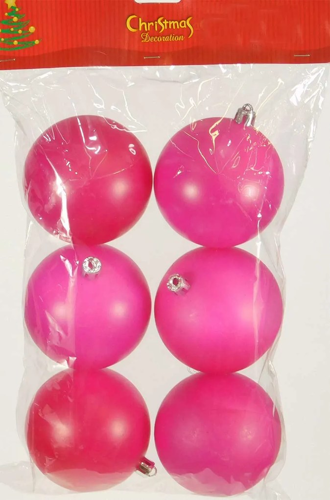 Σετ 6 τεμ χριστουγεννιάτικες μπάλες neon φούξια 8cm  154698
