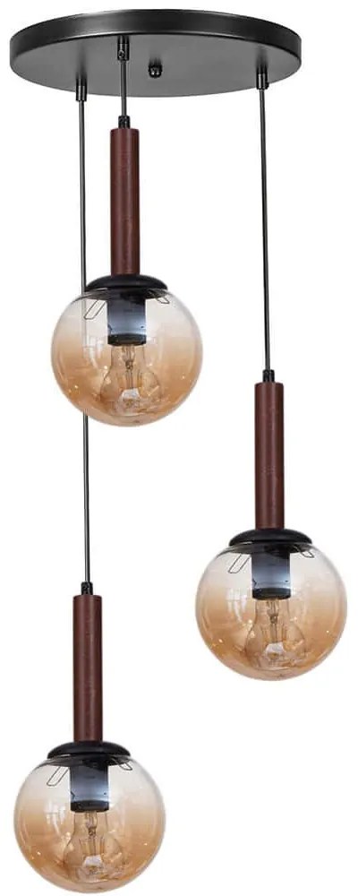 Φωτιστικό Οροφής 534LUN6201 Φ30x80cm 3xE27 40W Walnut-Honey Opviq