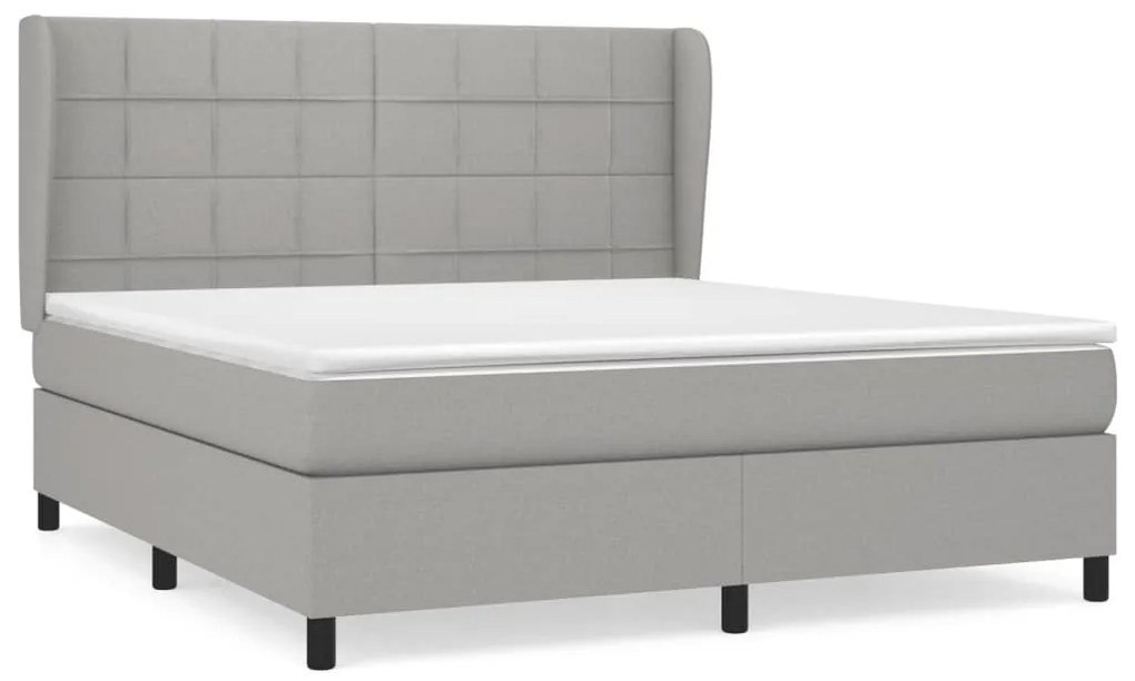 Κρεβάτι Boxspring με Στρώμα Ανοιχτό Γκρι 180x200 εκ. Υφασμάτινο - Γκρι