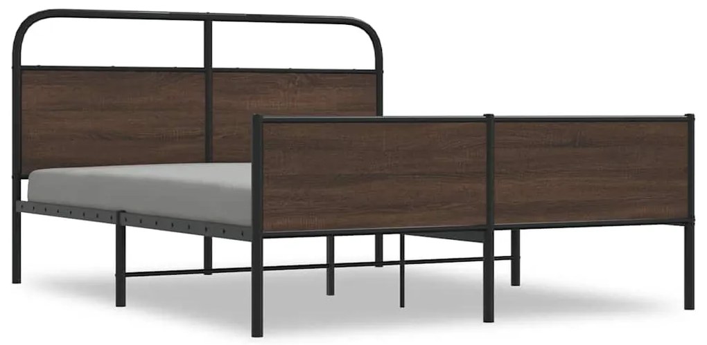 vidaXL Σκελετός Κρεβ. Χωρίς Στρώμα Καφέ Δρυς 150x200 εκ. Μεταλλικό