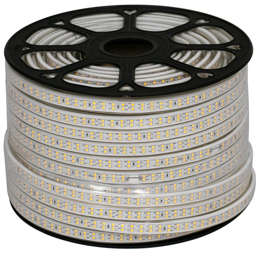 GloboStar® 70512 Wide Ταινία Διπλής Σειράς Epistar LED SMD 2835 1m 24W/m 180LED/m 3216lm/m 120° DC 230V Αδιάβροχη IP68 Θερμό Λευκό 3000K Dimmable