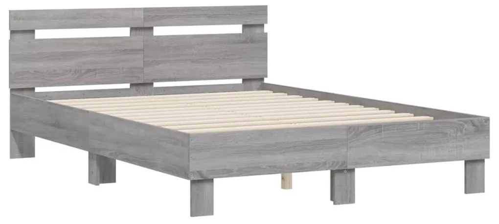 vidaXL Πλαίσιο Κρεβατιού με Κεφαλάρι Γκρι Sonoma 120x200εκ. Επεξ. Ξύλο