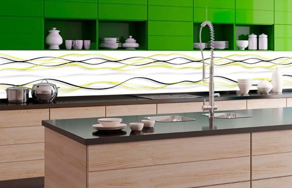 Αυτοκόλλητη φωτοταπετσαρία για αφηρημένα κύματα κουζίνας - 350x60